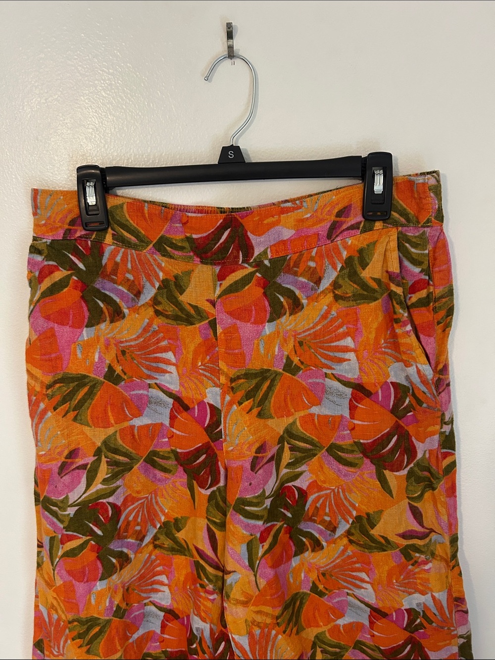 C&C California Orange Tropical Print Wide Leg Pants Size Large - Picture 4 of 9